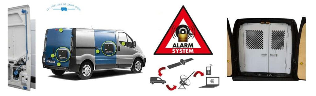 fourniture et pose dans votre utilitaire pour citroen Peugeot Renault Mercedes Volkswagen Man Nissan Fiat ford iveco toyota sécurite porte arriere lateralle boule mul t lock gatelock armadlock sécurité sécurisation double porte arrière alarme sonore
