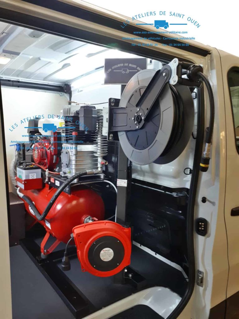 fourniture et pose dans votre utilitaire plancher en aluminium avec étagère énergie embarqué avec compresseur air