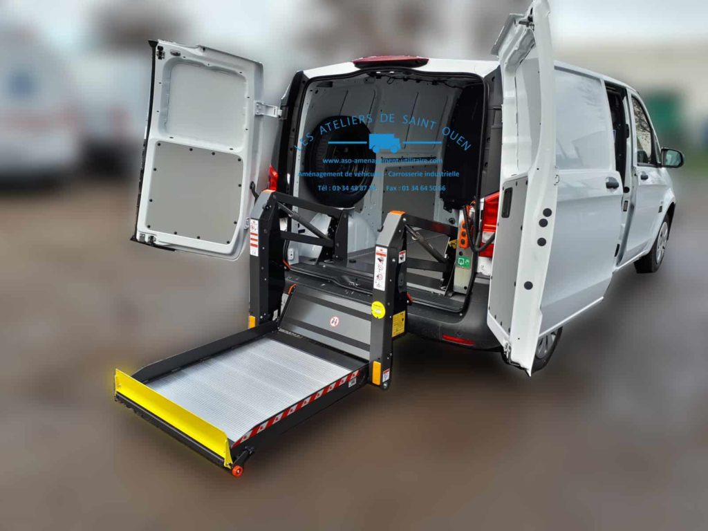 fourniture et pose dans votre utilitaire pour mercedes vito hayon élévateur
