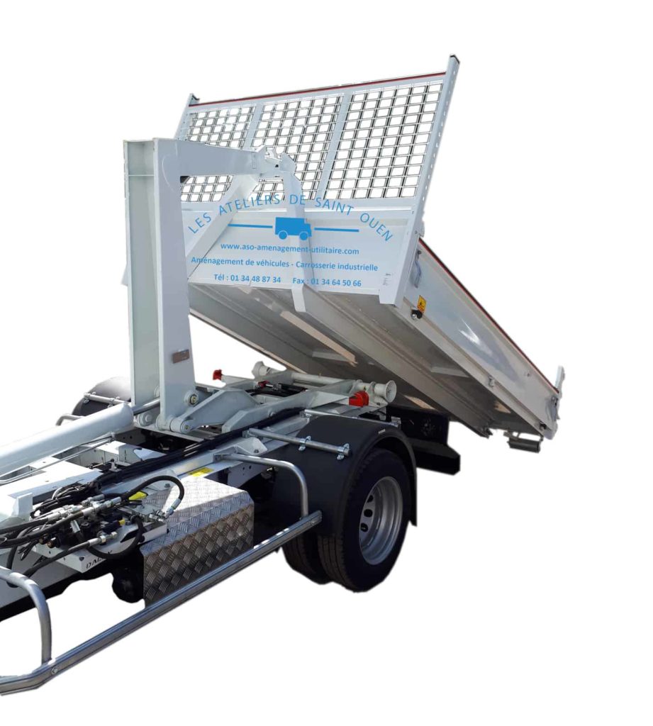 aménagement pour ford transit 2t bras polybenne avec benne JPM avec grille