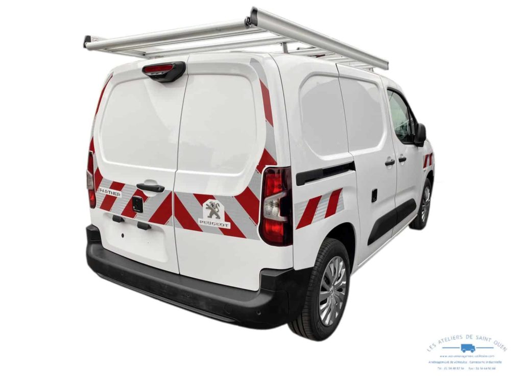 peugeot partner avec serrure mul-t-lock avec bande réfléchissante avec galerie en aluminium