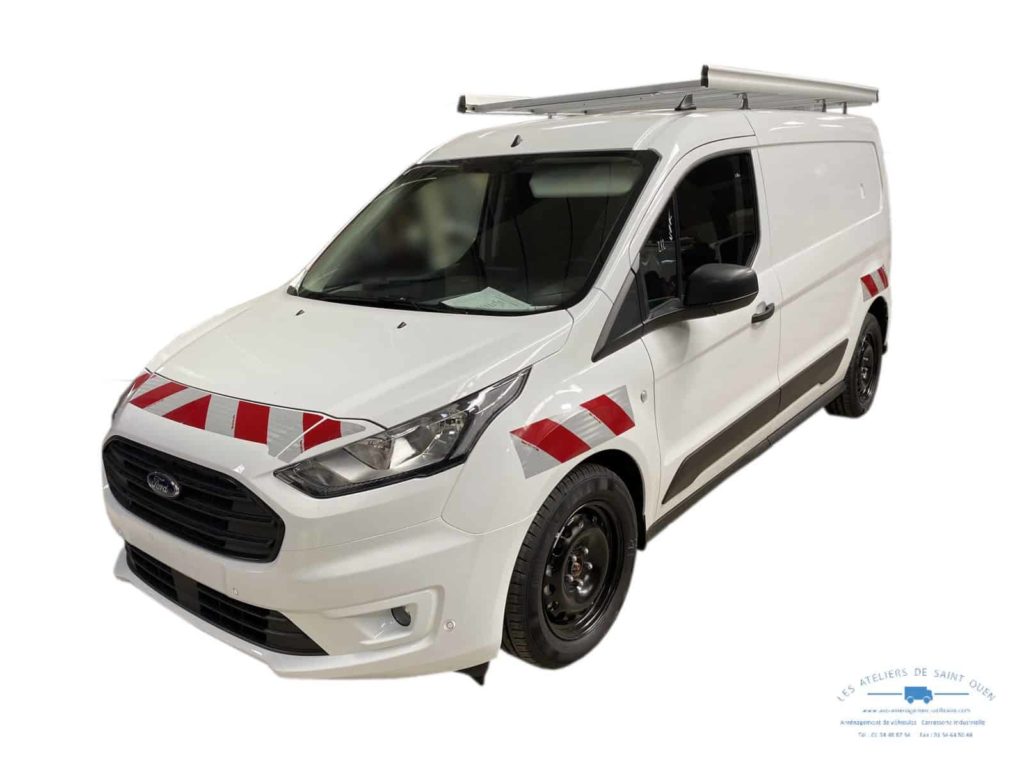 ford transit connect avec galerie en aluminium avec kit de bande réfléchissante face avant