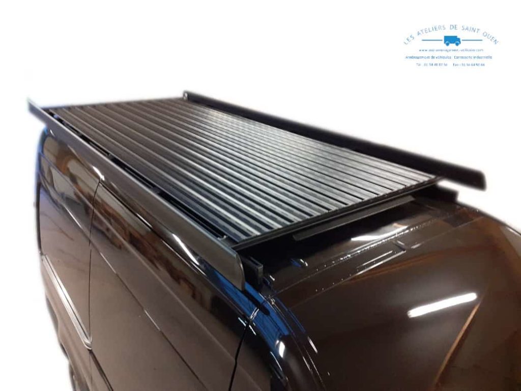 galerie en aluminium noir avec échelle pour mercedes sprinter face avant