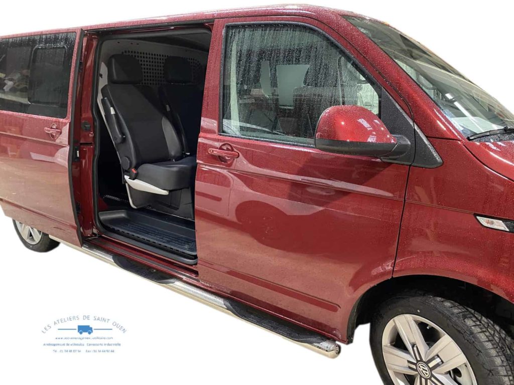 Volkswagen t6 avec cabine approfondie avec cloison amovible tubes inox