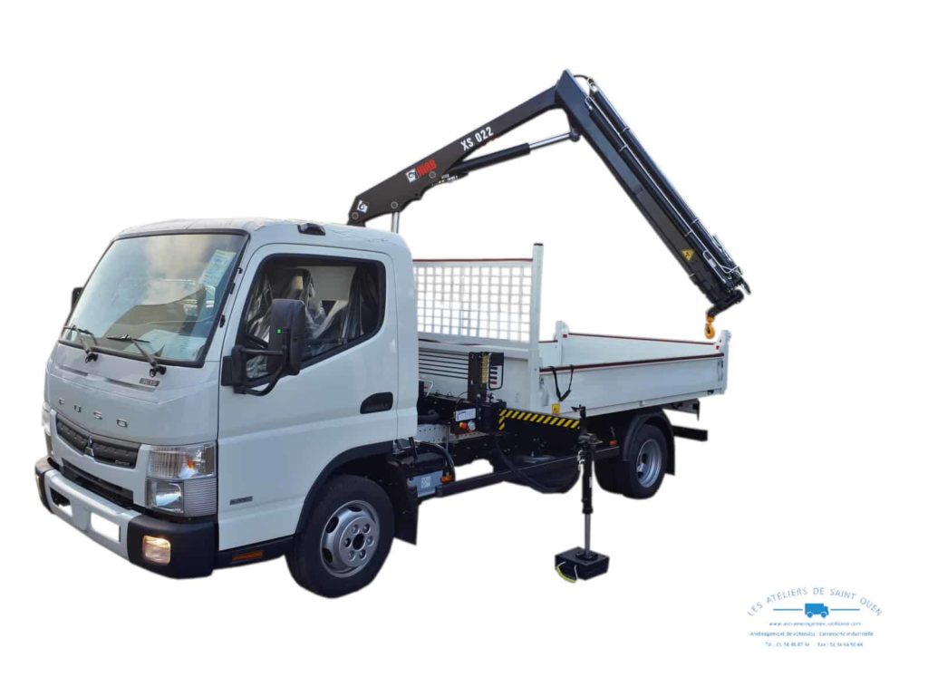 benne jpm avec potence de chargement pour fuso canter