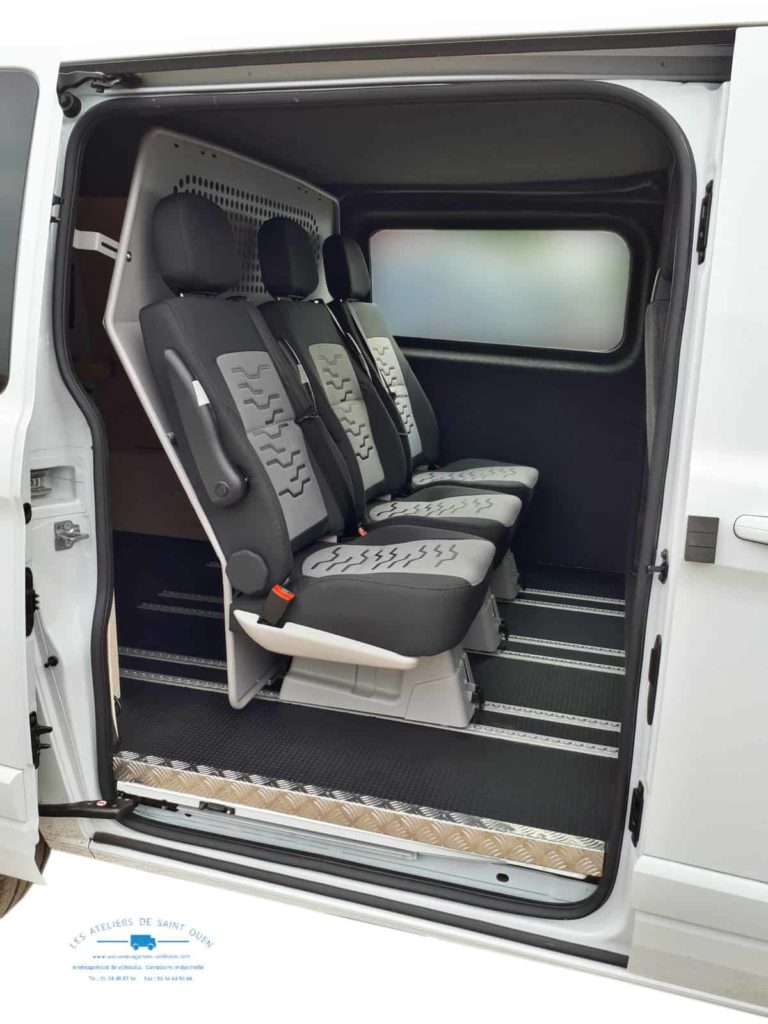 ford transit custom avec cabine approfondie avec rail aéro et cloison de séparation