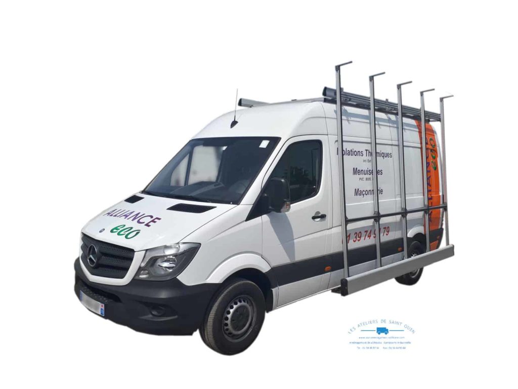 mercedes sprinter avec galerie de toit et porte verre
