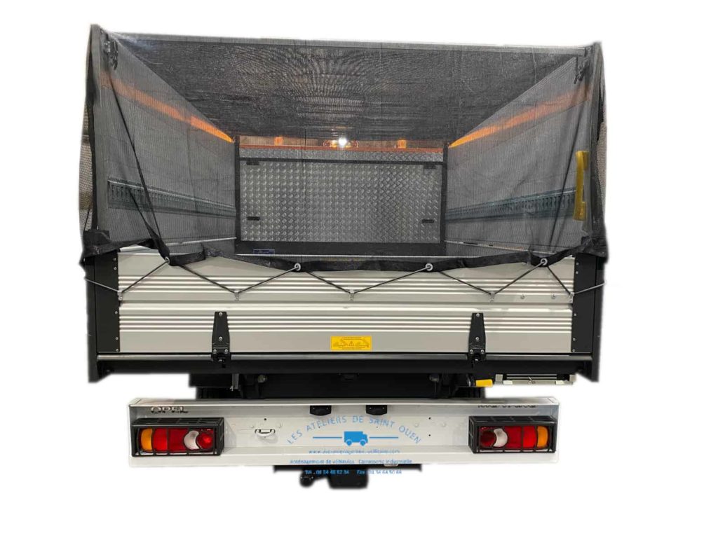 benne jpm avec coffre contre cabine sous benne et ridelle avec bache