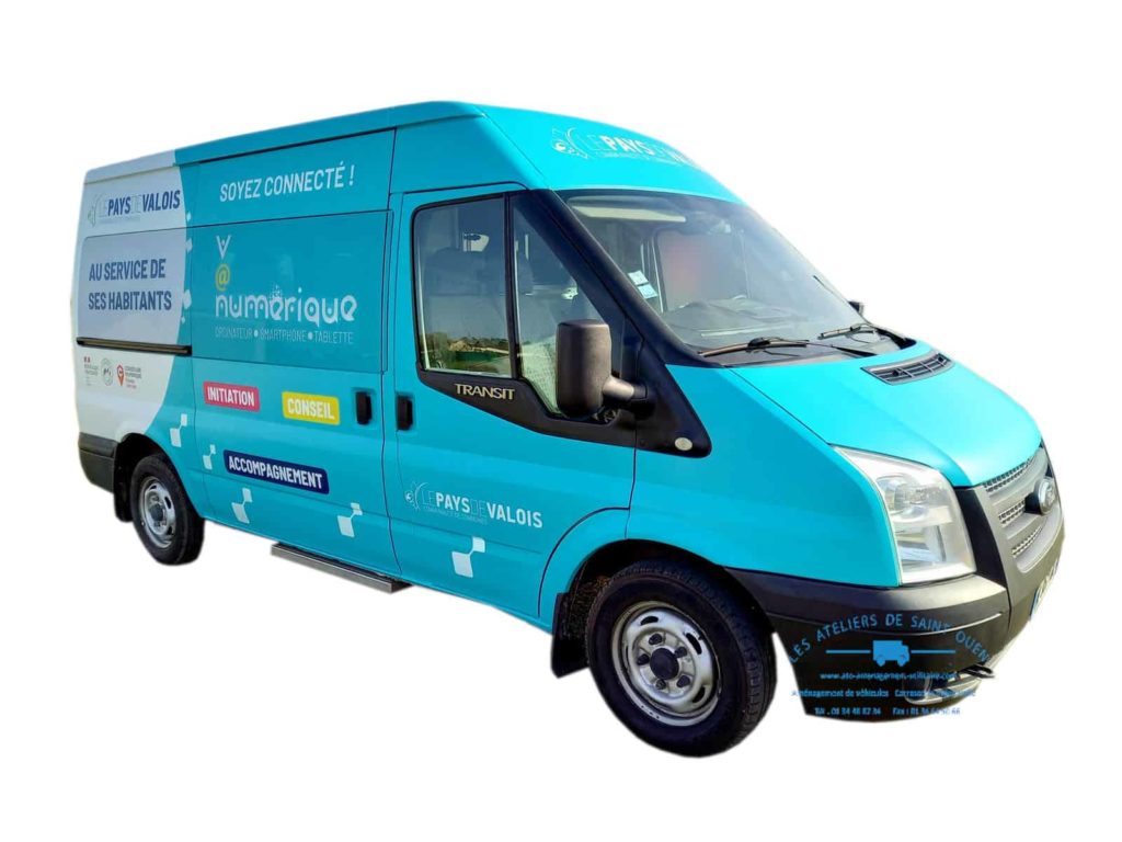 ford transit 2t bureau mobile avec ordinateur bureau cloison de séparation sur mesure