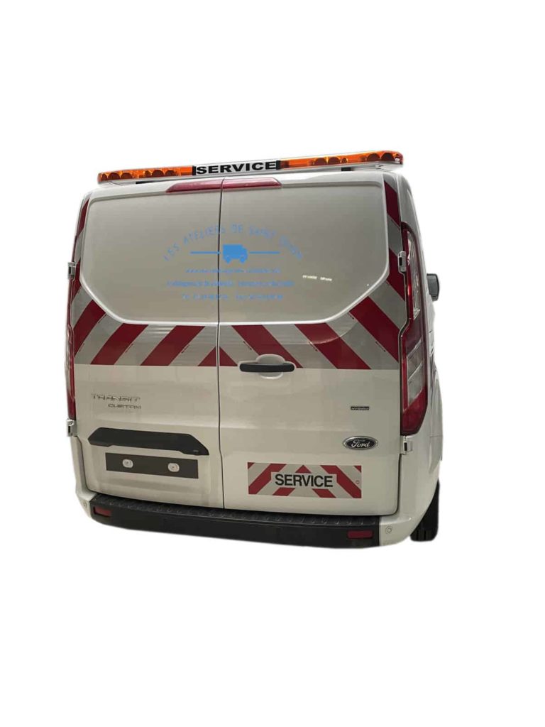 ford transit custom bande réfléchissante panneau service et rampe lumineuse