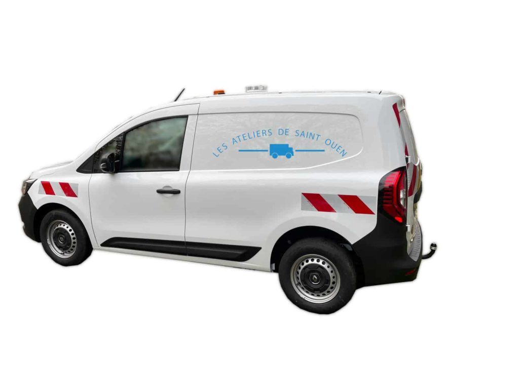 Gyrophare orange pour signalisation sur pavillon d'un renault kangoo électrique