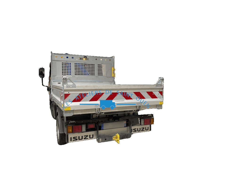 benne isuzu avec bande réfléchissante