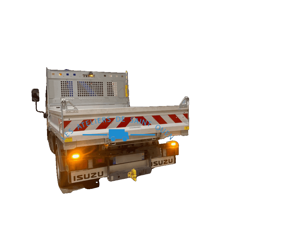 benne isuzu avec bande réfléchissante