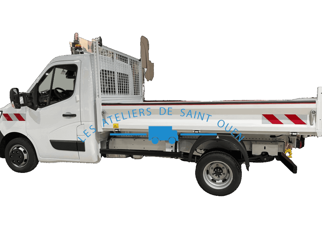 renault master benne jpm avec gyrophare tri flash et bande réfléchissante