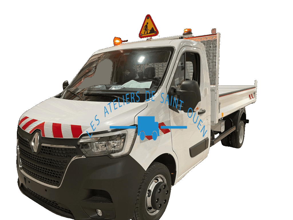 renault master benne avec bande réfléchissante et tri flash travaux
