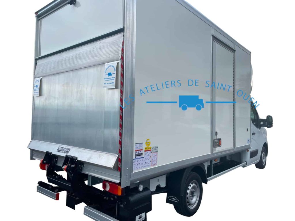 Système de chargement, hayon élévateur de 750kg installé que une caisse 20m3