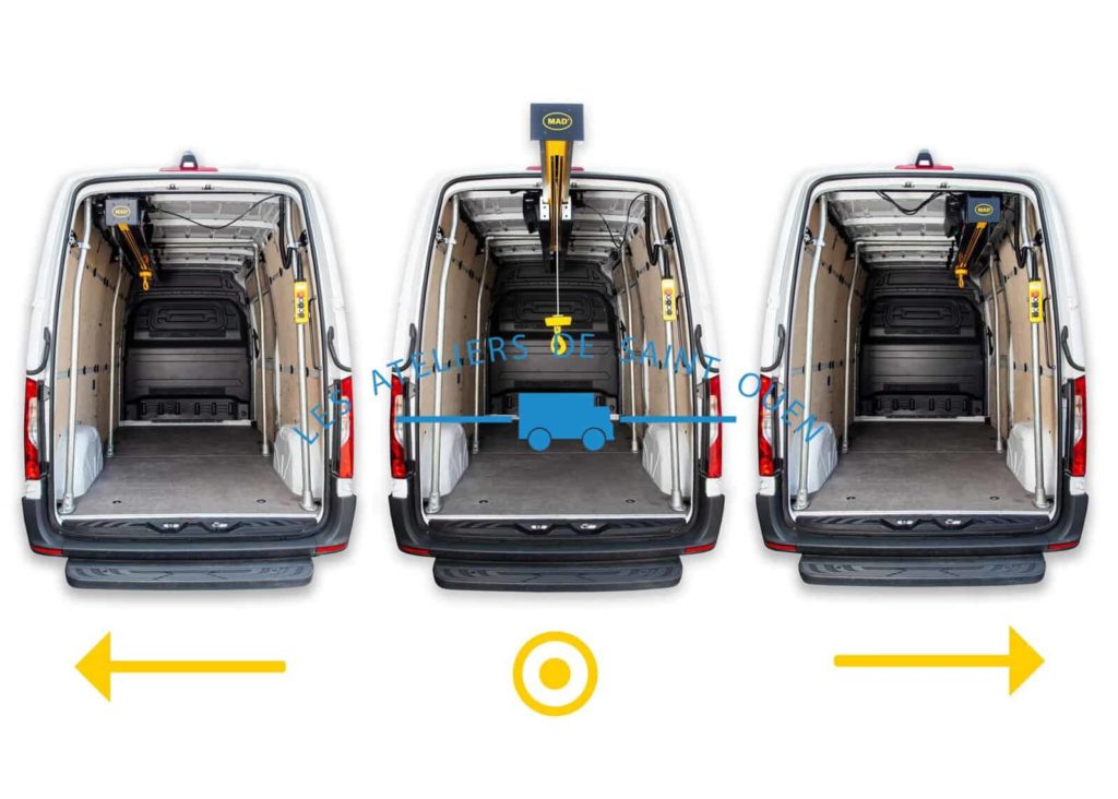 Aménagement véhicule utilitaire easy load port de charge et manutention avec différent endroit de rangement
